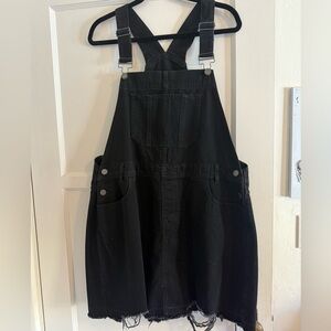 City Chic Black Denim Dress Overalls